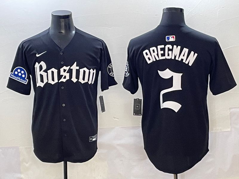 Men 2025 Boston Red Sox 2 Bregman Black Five generations Joint Name Nike MLB Jersey style 16